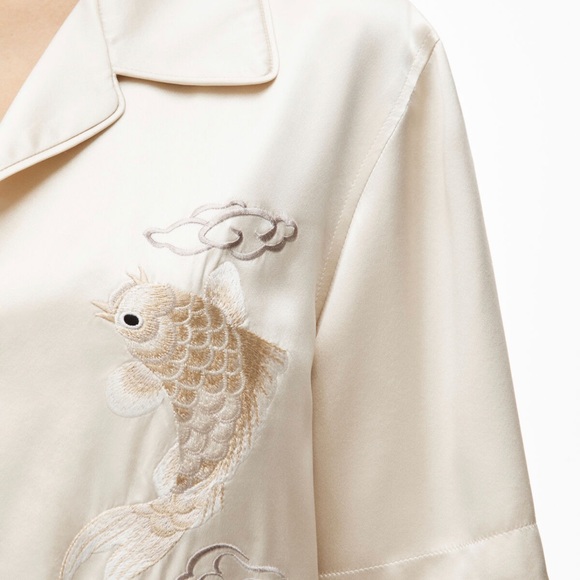 🆕 Alexander Wang Hawaiian Shirt with Koi Fish Embroidery - Picture 3 of 5